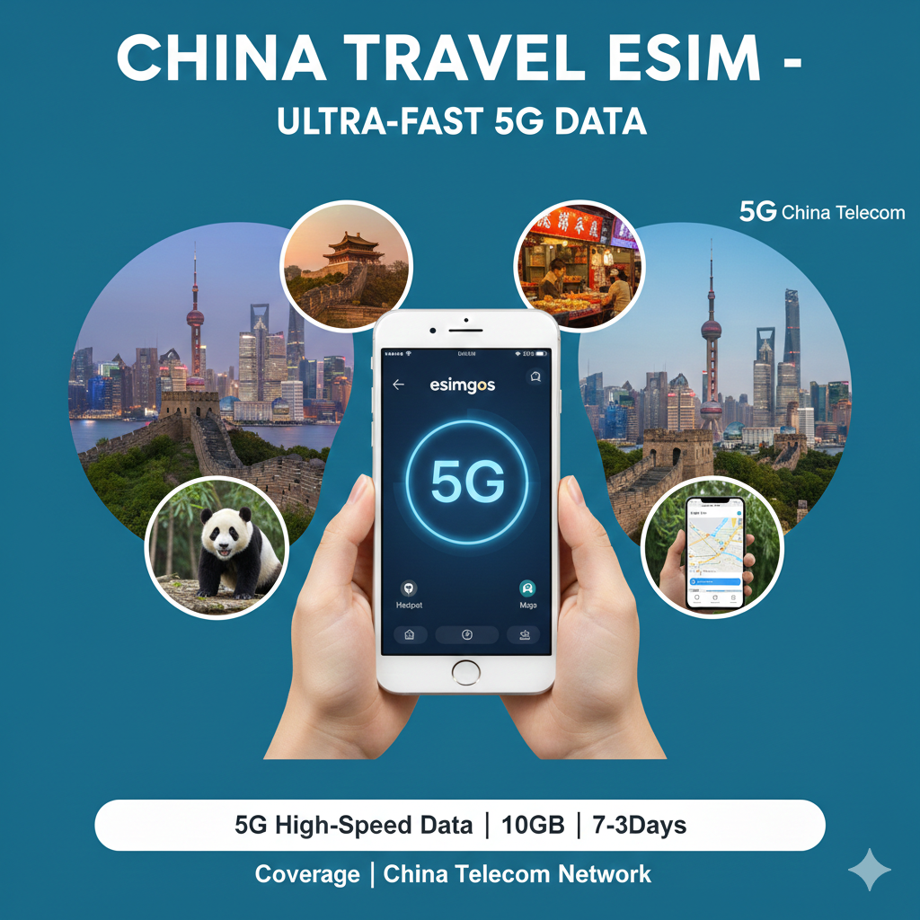 China Travel eSIM | 5G China Telecom | 10GB 7-30 Days | Instant Delivery