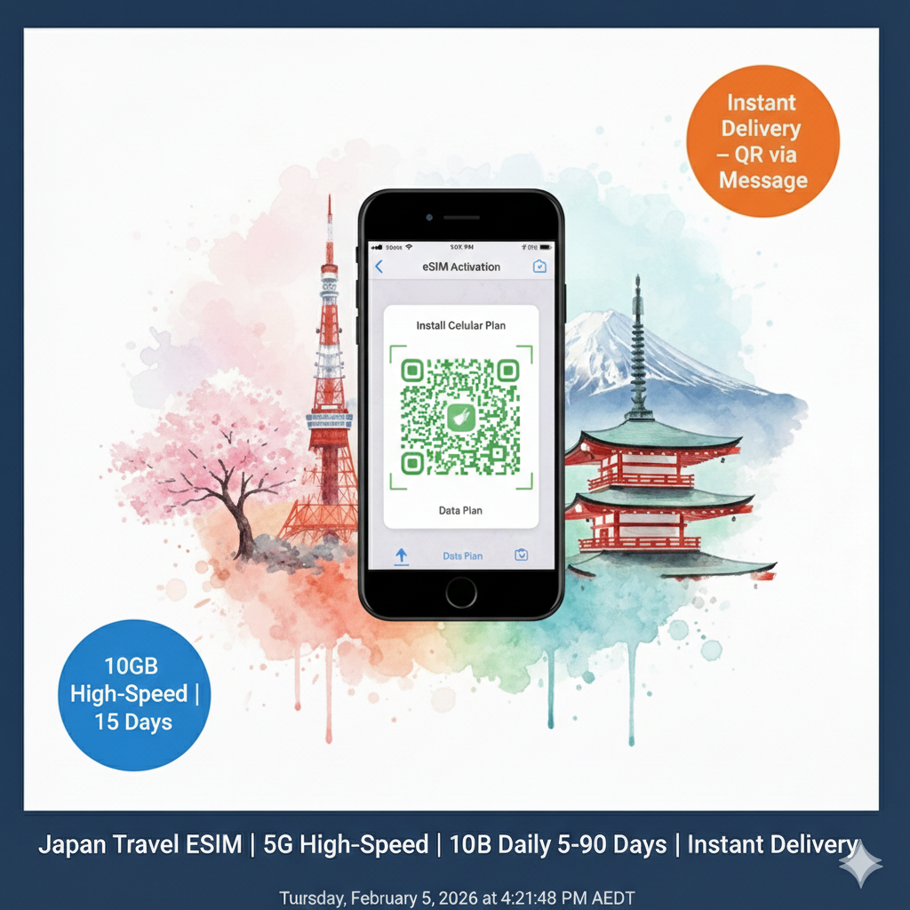 Japan Travel eSIM 10GB 5G | 15 Days | KDDI SoftBank | Instant Delivery