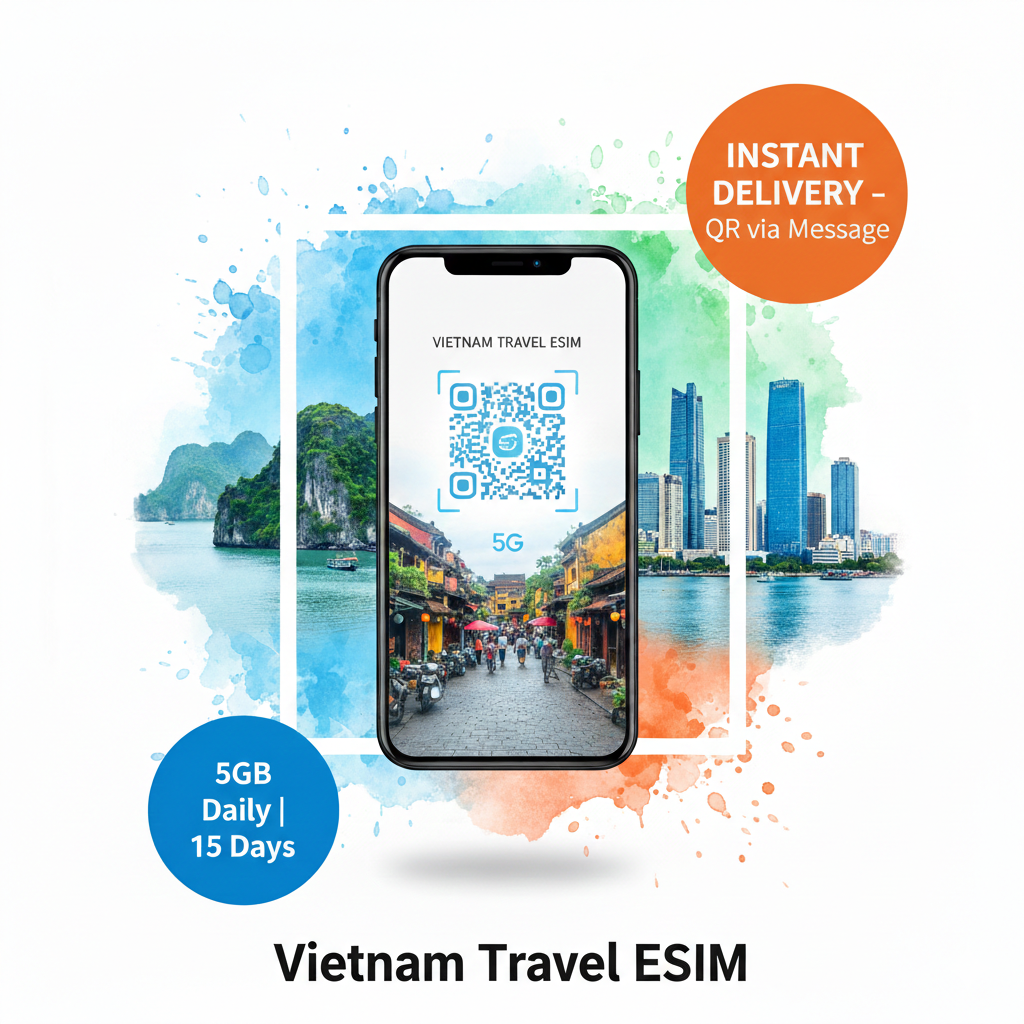 Vietnam Travel eSIM | 5G Viettel | 5GB Daily Data 15 Days | Instant Delivery